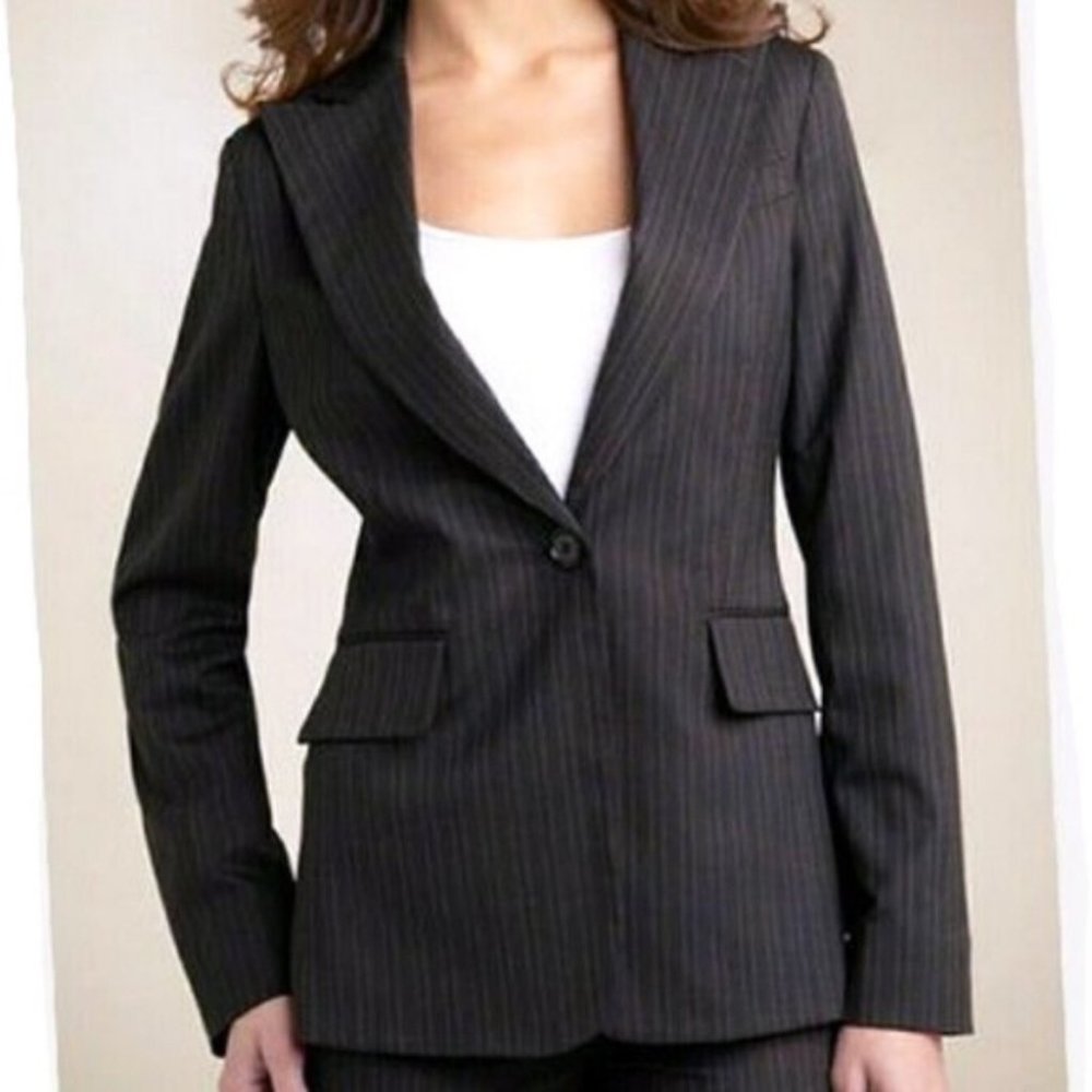 Bcbg Wool Pinstriped Single Button Daria Blazer - image 4